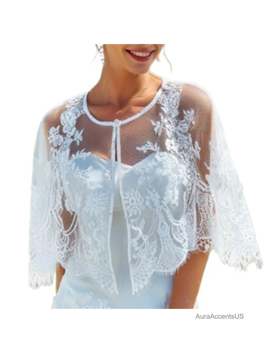 Lace Capelet for Evening Dresses, Floral Wrap Shrug Wedding Bolero